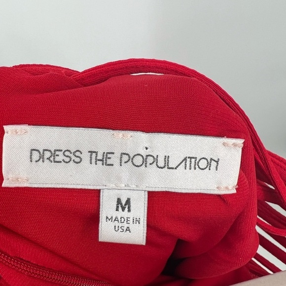 Dress The Population Gwen Red Strappy Cutout Stretch Bodycon Midi Dress Medium - Picture 7 of 11